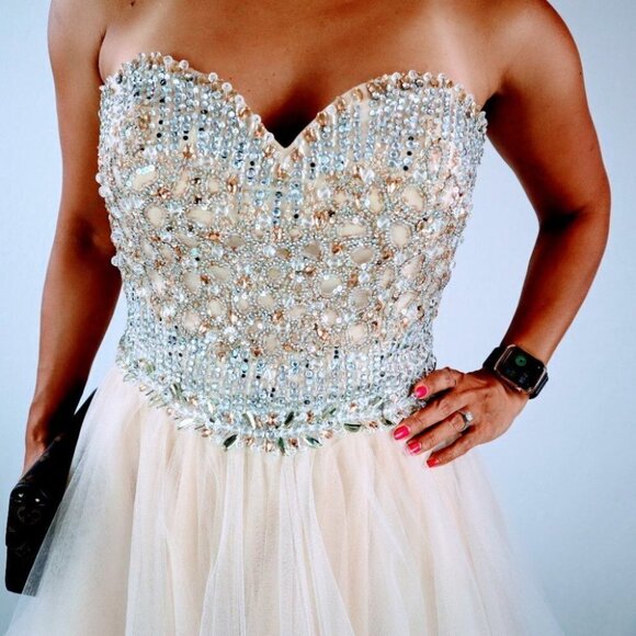 Terani Couture Jeweled Formal Strapless Dress $407 - Picture 2 of 9